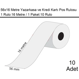 56x16 Metre Termal Kredi Kartı ve Yazarkasa Pos Rulosu 10 Adet