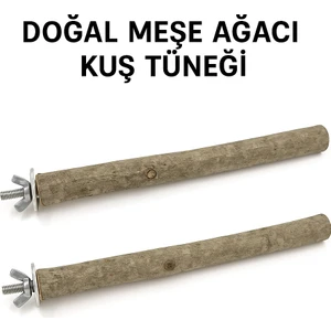 Mutlu Kuşlar Serisi / Doğal Ağaç Kuş Tüneği / 2 Adet - 35/45CM (Yemlik ve Meşe Tohumu Hediyeli)
