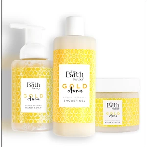 The Bath Factory Gold Aura Vücut Peelingi + Gold Aura Duş Jeli + Gold Aura Köpük Sabun