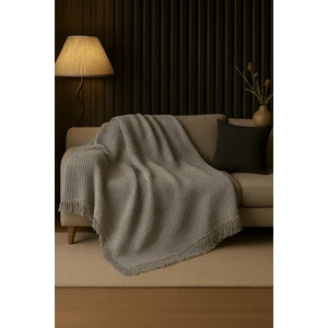 Rell Home Pamuklu Dokulu Ekru Koltuk Şalı 170X220 cm – Saçaklı Tv Battaniyesi & Dekoratif Koltuk Örtüsü