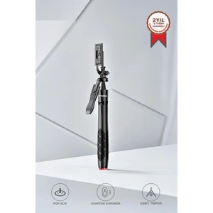 Tripod Çok Amaçlı Kamera Telefon Tutucu 1.8M Selfie Çubuğu L17 Siyah