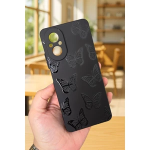 Vip Case Realme 12 Lite Uyumlu Siyah Kelebek Desenli Silikon Darbe Emici Klasik Korumalı Rubber Kılıf