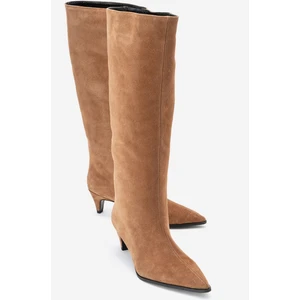 Sıora Toprak Süet Hakiki Deri Kadın Kısa Topuklu Çizme
