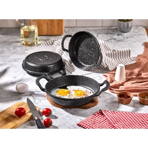 Özgün Ev 3'lüAlimınyum Döküm Granit Sahan Seti, Tava SETI-18CM-20CM-22 Cm(Iç Caplar)