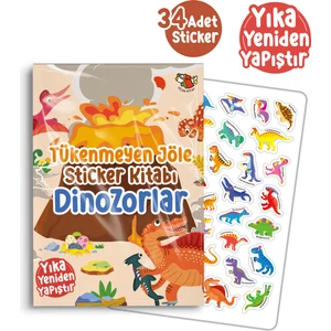 Uçan Kitap Tükenmeyen Jöle Sticker Kitabı - Dinozorlar