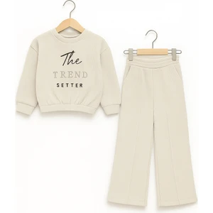 Kız Çocuk Trend Nakışlı Tarz Fitilli Polar Takım