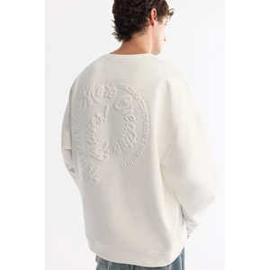 Avva Erkek Ekru Bisiklet Yaka Elastan Oversize Fit Sweatshirt A42Y1248