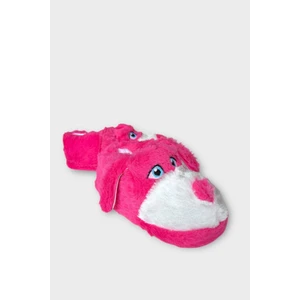 Unisex Sevimli Köpek Figürlü Kaymaz ve Ses Yapmaz Taban Ev Panduf Fuşya