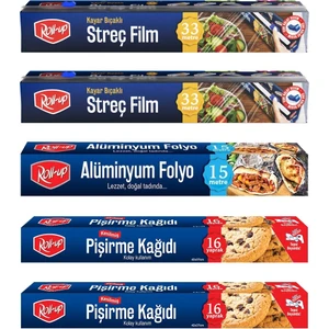 Streç Film - Alüminyum Folyo- Pişirme Kağıdı 5'li Mutfak Seti 2