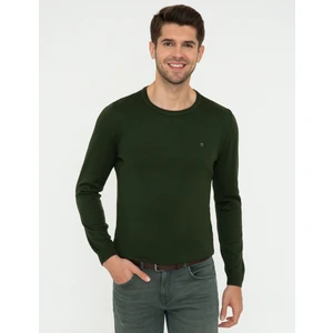 Pierre Cardin Erkek Yeşil Slim Fit Bisiklet Yaka Basic Triko Kazak 50248582-VR054