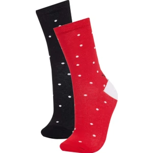 Kadın Yılbaşı Temalı 2'li Pamuklu Uzun Çorap E2601AXNS