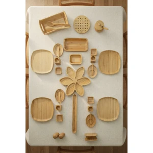 İkon 33 Parça 4 Kişilik Bambu Kahvaltı Takımı