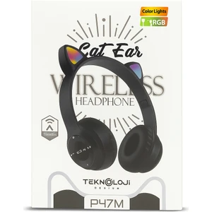 LED Işıklı STN28 Kedi Kulak Bluetooth Wireless Kulaklık Kedi Kulak Sevimli Kablosuz Bluetooth 5.0 LED Işıklı Kedili Şık Kulaküstü Kulaklık Kız Çocuk Kulaklık