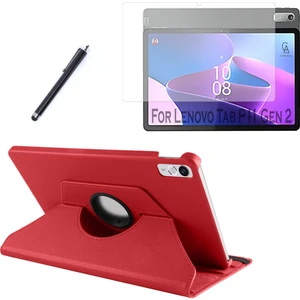 Lenovo Tab P11 2.nesil 11.5 Inç TB-350FU Kılıf Dönebilen Standlı Tablet Kılıfı + Ekran Koruyucu + Kalem