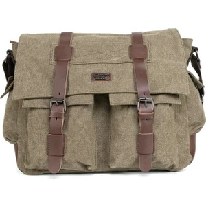 Pratik Kullanımın Adı Su Geçirmez Ve Çok Fonksiyonlu 15,6 İnc Laptop Bölmeli Postacı Çantası Haki