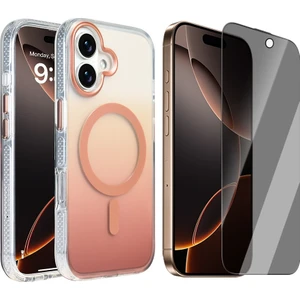 iPhone 17 Kılıf M-safe Şarj Özellikli Transparan Renk Geçişli Zore Toros Kapak + Hayalet Ekran Koruyucu