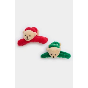 Kadın 2'li Peluş Ayıcıklı Mandal Toka E5408AXNS