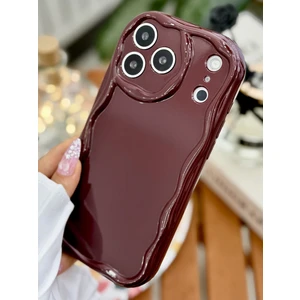 Go Aksesuar Iphone 17 Promax Uyumlu Darbe Önleyici Dalgalı Bordo Antişok Silikon Kılıf