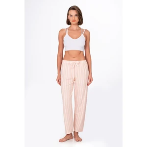 Kadın Süet Bej Çizgili Pijama Tek Alt