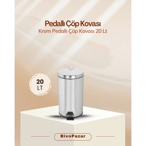 Krom Pedallı Çöp Kovası 20LT