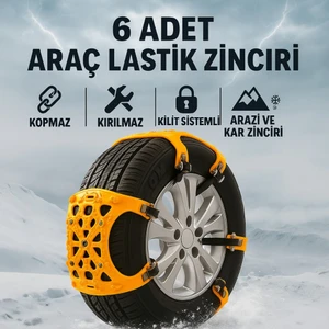 6 Adet Kilit Sistemli Araç Lastik Zinciri | Kopmaz Kırılmaz Kar ve Arazi Zinciri,kolay Montaj