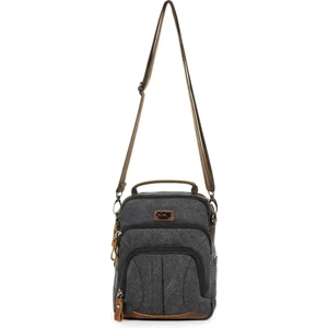 Necati Çanta Kanvas Kumaş Çok Gözlü Omuz Askılı Postacı El ve Omuz Çantası Siyah