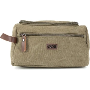 Necati Çanta Şıklıkta Sınır Tanımayan Çanta Su Geçirmez Kanvas Kumaş Traş ve Makyaj El Çantası Haki