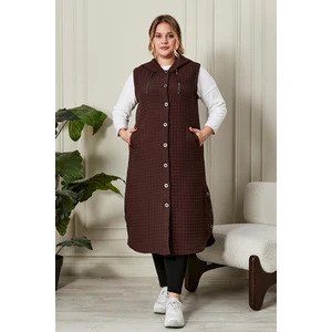 Kadın Büyük Beden Düğmeli Kapitone Yelek