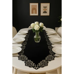 Ergüven Home Siyah Kadife Kumaş Runner Sehpa Boyu 40X100 Cm