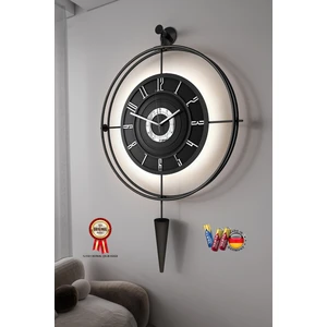 BlackBerry Lavinya (Kırılmaz)( Kablosuz Pilli LED ) - Chakra Dizayn - Metal (Mobilya) Duvar Saati