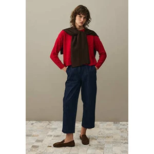 Kare Parçalı Atkı Koyu Kahve