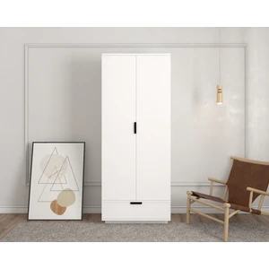 2 Kapaklı Tek Çekmeceli Askılı Raflı Gardırop