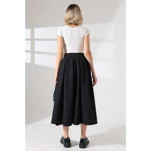 Pileli Duble Kumaş Uzun Etek