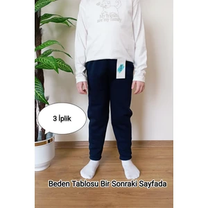 Vip Bera Tekstil Çocuk Lacivert 3 Iplik Şardonlu Paçası Lastikli Eşofman Altı