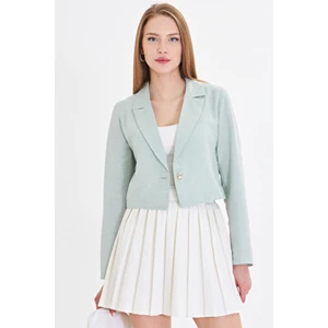 Kadın Mint Tek Düğmeli Crop Ceket ARM-23Y001064