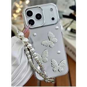 Go Aksesuar Iphone 17 Promax Uyumlu Aynalı Charm Kelebek Oyuncak Tasarımlı Silikon Kılıf