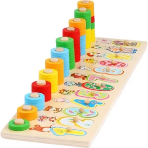 Sam Toys Ahşap Logaritma Montessori Sayılı Eğitici Öğretici Eşleştirme Oyunu
