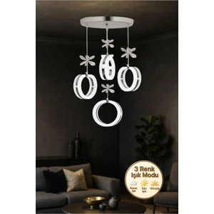 Aurea Model 4’lü Krom 3 Renk Modu Ledli Kristal Taşlı