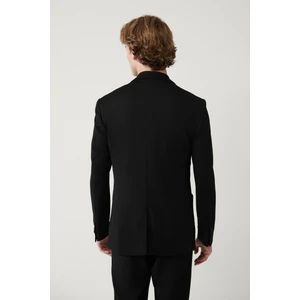 Avva Erkek Siyah Mono Yaka Astarlı Yırtmaçlı Jersey Kumaş Slim Fit Blazer Ceket B004000