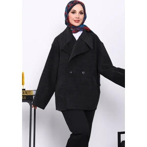 İmaj Butik Antrasit Çift Cepli Düğmeli Kaşe Ceket