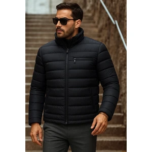 Erkek Kışlık Basic Dik Yaka Fermuarlı K.lacivert Şişme Mont