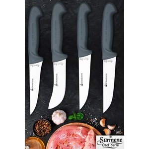 Sürmene Gri Serisi Mutfak Bıçak Seti Yüzme Sıyırma Kasap Et Ekmek Sebze Bıçağı 4 Lü Set HDS-105