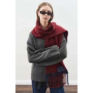 Şerit Detaylı Atkı Bordo