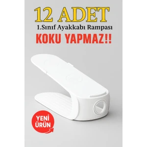Funny Life Gondol Ayakkabı Rampası 12 Adet 1.sınıf Dolap Içi Ayakkabı Düzenleyici Kokusuz Organizer Beyaz