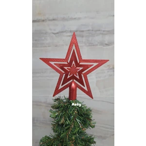 Yılbaşı Çam Ağacı Kırmızı Tepe Yıldızı Tepelik Yıldız Süs Kırmızı 18 cm 1 Adet
