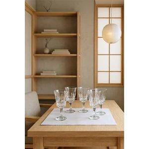 Zürih Collection Desenli Ayaklı Kahve Yanı Bardak-Mini Kadeh-Meşrubat Bardağı 6 Adet