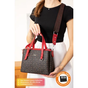 Just Polo Orijinal Kadın Yeni Sezon 3 Bölmeli Lüks Yumuşak Deri Ayarlanabilir Çapraz Kolon Askılı Omuz Çantası