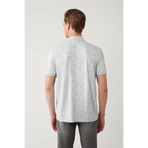 Avva Erkek Gri Fermuarlı Jakarlı Polo Yaka Regular Fit T-Shirt A41Y1118