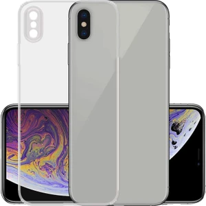 Caseart Apple iPhone Xs Max ile Uyumlu Kapak Kamera Korumalı Şarj Yeri Tıpalı Şeffaf Silikon Kılıf