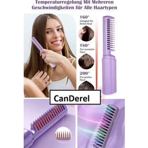 Mini Kablosuz Seramik Saç Düzleştirici Tarak Mor